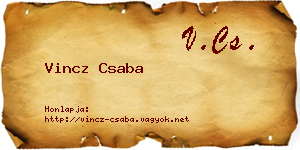 Vincz Csaba névjegykártya